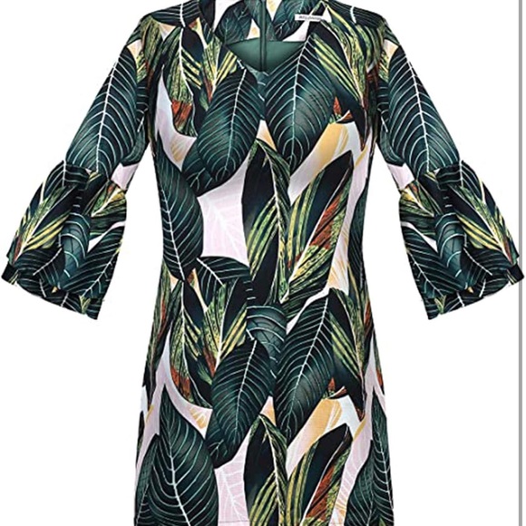 Dresses & Skirts - Tropical Print Dress with Ruffle Sleeves